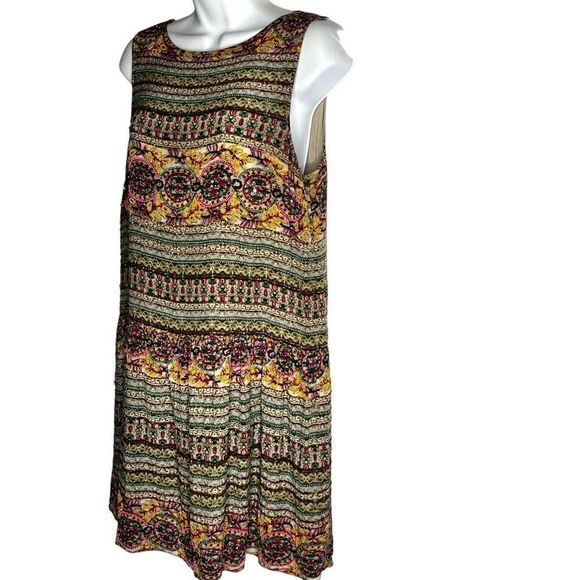 Hemant & Nandina  Anthropologie Silk Beaded Drop Waist Boho Dress w Scarf, SZ 10 - Picture 2 of 15